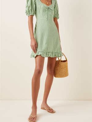 Agathe Gingham Crepe Mini Dress