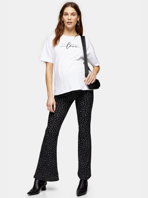 Tall Black And White Ditsy Print Flare Pants