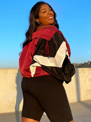 Plus Size Colorblock Windbreaker