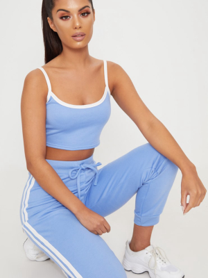 Baby Blue Contrast Stripe Joggers