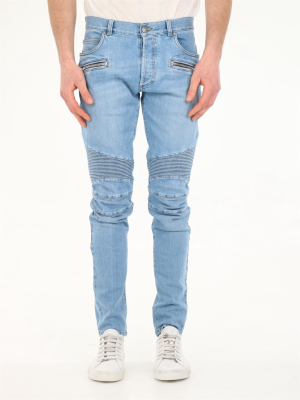 Balmain Biker Style Skinny Leg Jeans