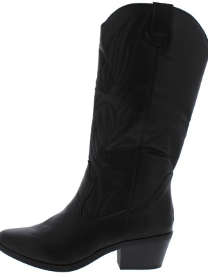 Otani02 Black Pull On Western Short Heel Boot