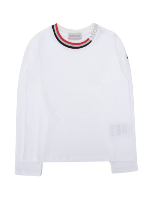 Moncler Enfant Logo Trim Crewneck Long-sleeve T-shirt