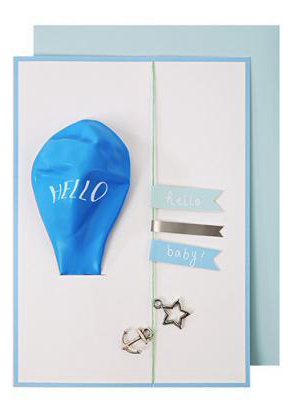 Meri Meri Hello Blue Balloon Card