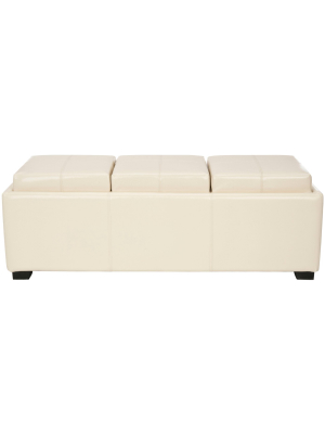 Harrison Triple Tray Storage Ottoman Flat Cream - Safavieh