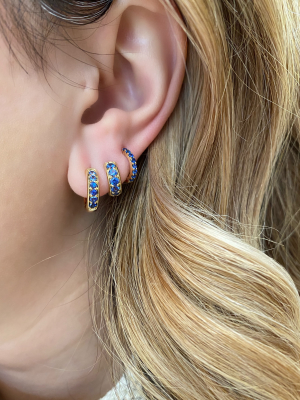 Classic Blue Sapphire Hoop Earrings