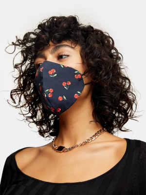 **black Cherry Print Fashion Face Mask