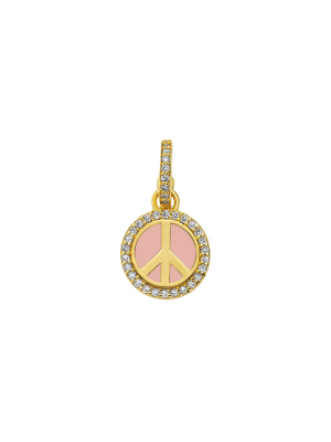 Peace Sign Pendant - Saumon Enamel