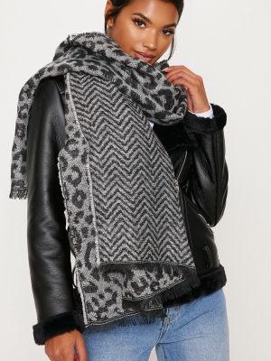 Grey Leopard Scarf