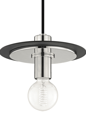 Milo 1 Light Large Pendant - Polished Nickel/black