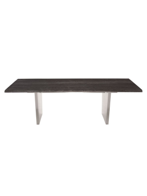 Aiden Dining Table In Brushed Stainless Steel & Oxidized Grey Oak In Various Sizes