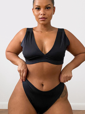 Plus Black Mix & Match Plunge Bikini Top