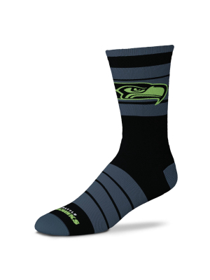 Nfl Seattle Seahawks Black Crew Socks - L