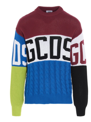 Gcds Colour Block Logo Intarsia Sweater