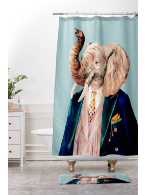 Mr. Elephant Shower Curtain Pastel Blue - Deny Designs