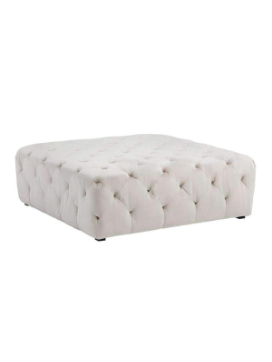 Millie Tufted Ottoman - Champagne Fabric