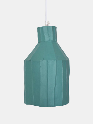 Teal Cylinder Paper Clay Pendant