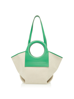 Cala Small Leather-trimmed Canvas Tote