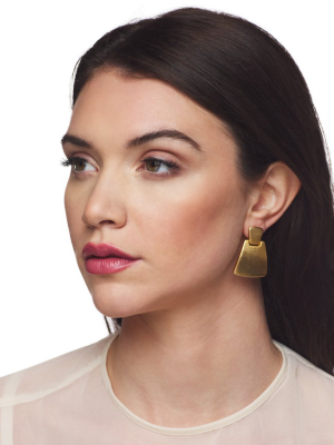 Hammered Gold Drop Clip Earring