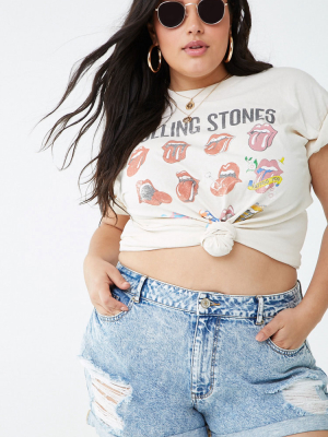 Plus Size Distressed Cuffed Denim Shorts