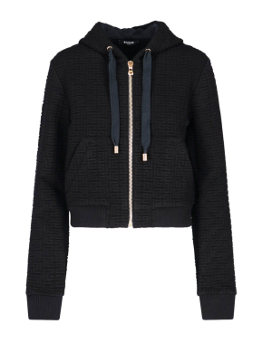 Balmain Zipped Drawstring Hoodie