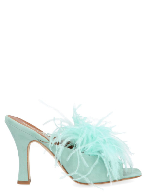 Paris Texas Feather Detail Sandals