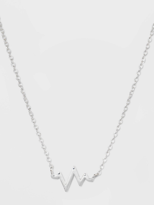 Sterling Silver Heart Beat Necklace - Silver