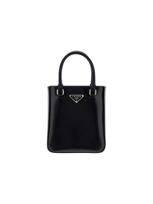 Prada Logo Plaque Small Tote Bag