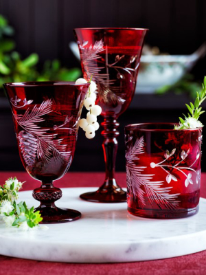 Red Pinecone Cut Wine Glasses