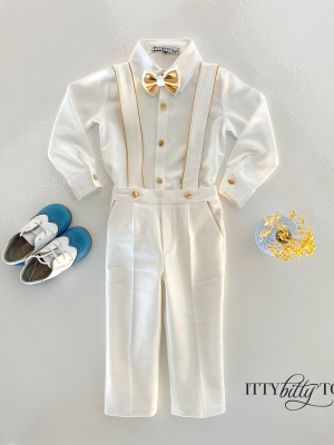 Charlie Pants Set (white & Gold)