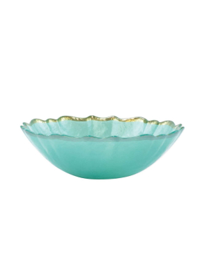 Vietri Viva Baroque Glass Small Bowl - Aqua