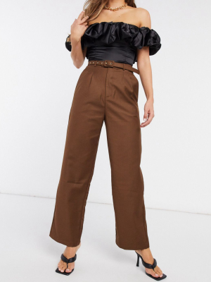 Emory Park High Waist Belted Pants In Chocolate