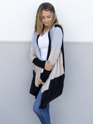 Color Block Cardigan - Black