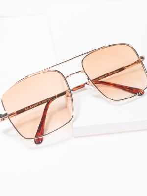 Gold & Amber Square Issue Sunglasses