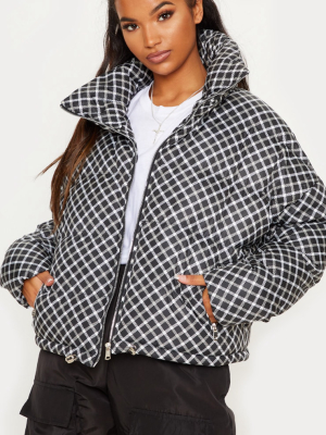 Black Checked Puffer