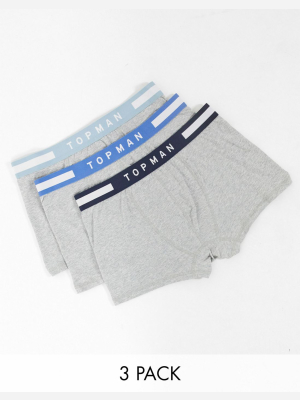 Topman 3 Pack Trunks In Gray