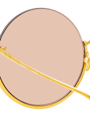 Olivia Round Sunglasses In Yellow Gold