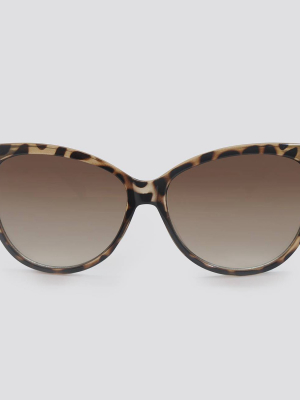 Women's Animal Print Cateye Plastic Sunglasses - A New Day™ Black