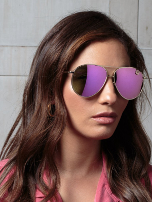 Joni Aviator Sunglasses In Light Gold And Pink