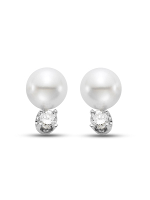 9mm Akoya Pearl & Diamond Earrings