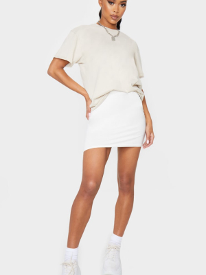 Cream Basic Jersey Mini Skirt