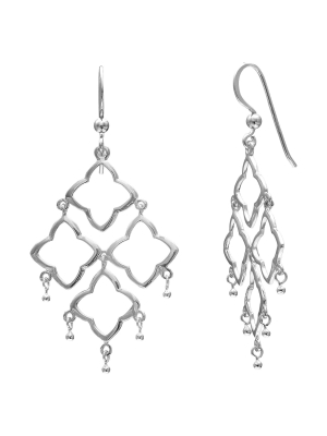 Women's Sterling Silver Drop Kite Earrings - Silver (40mm)