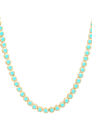 Mini Bezel Tennis Necklace - Turquoise