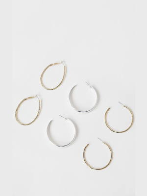 Gold And Silver Mixed Hoop 3 Pack