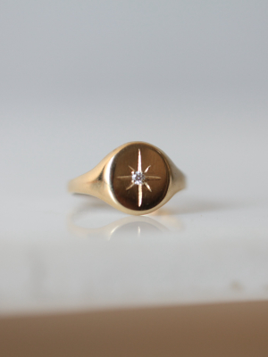 Luna Diamond Signet Ring