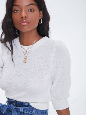 Textured Puff Sleeve Sweater