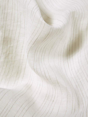 Light Grey Pinstripe Linen Bedding - Yarn Dyed