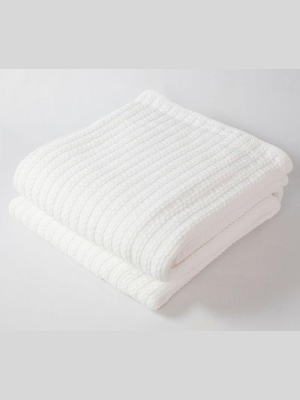 Harlow Henry Cable Knit Bright White Blanket - 3 Available Sizes