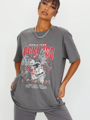 Grey World Tour Reckless Printed T Shirt