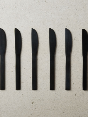 Set Of 6 Mini Black Cocktail Spreaders